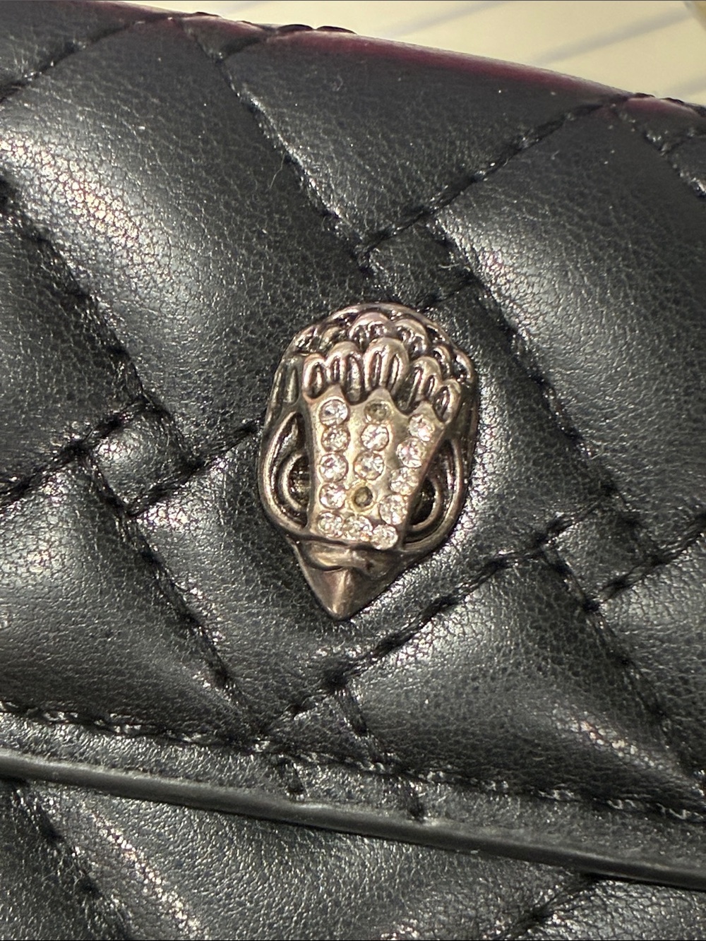 Kurt Geiger Black Quilted Leather MICRO KENSINGTON BAG Silver Chain Strap - Picture 6 of 6